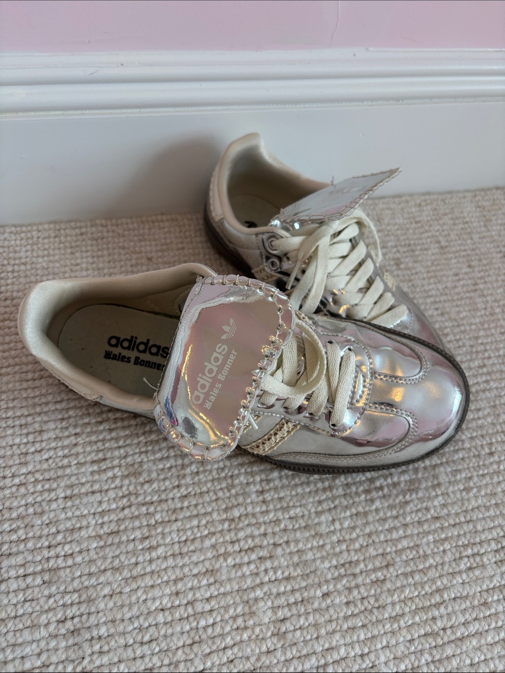 adidas Whales Bonnet Silver Lace-Up Sneakers